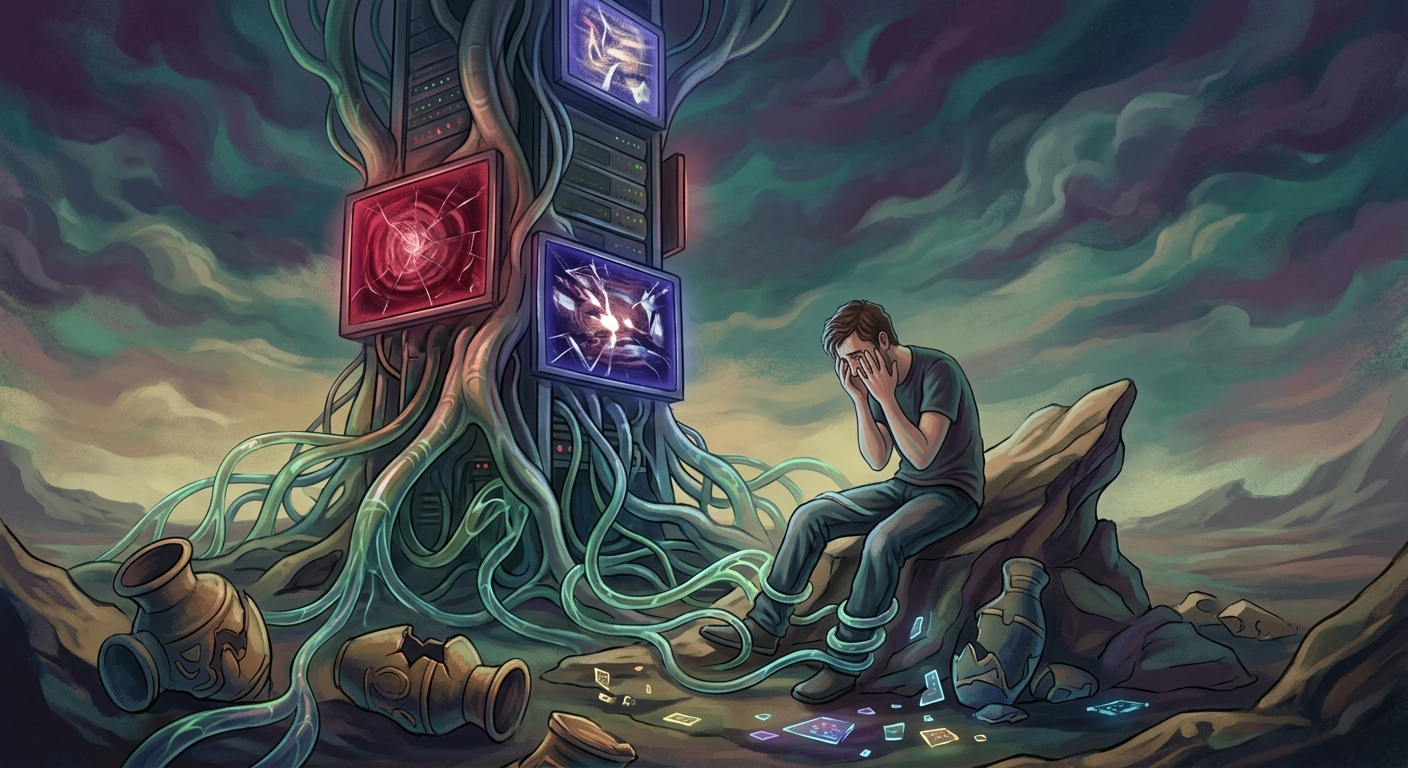 Illustration symbolique d'un usage numérique devenu envahissant